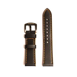 Black & Orange Leather Race Strap - Magnus Watch